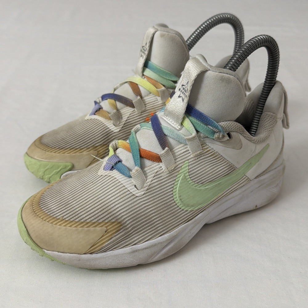Nike Star Runner FN4980-100 White/Multi Girl's Slip On Sneakers - Size 2Y Kids‎